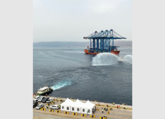 The new STS crane arriving at Aqaba Container Terminal