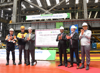 Steel cutting underway on the first of a series of 17 new build LNG carriers for Nakilat