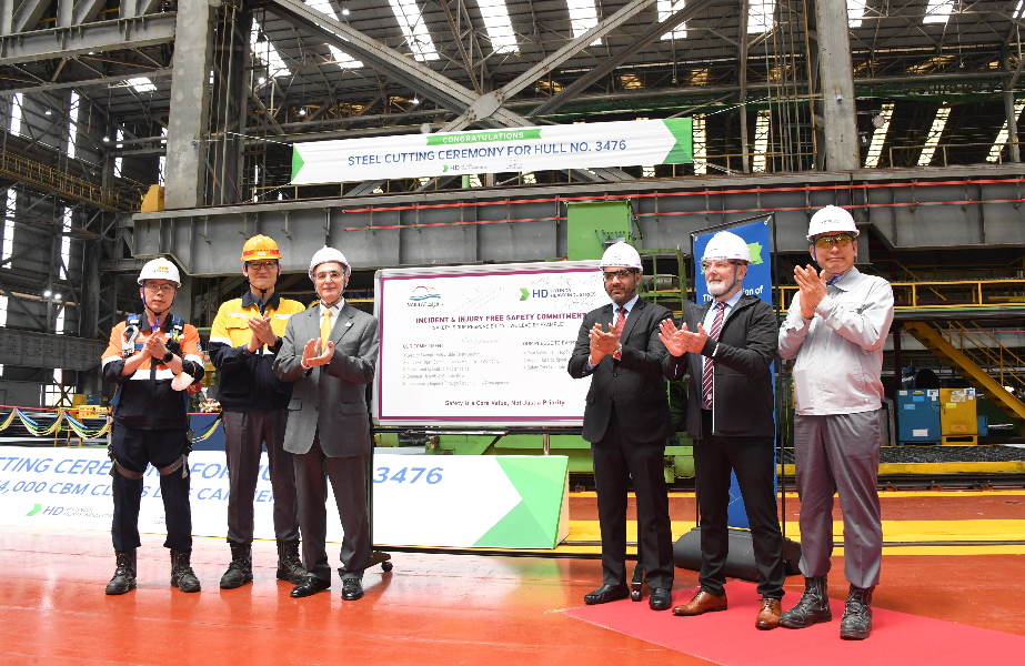 Steel cutting underway on the first of a series of 17 new build LNG carriers for Nakilat