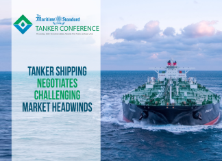 Delegates attending The Maritime Standard Tanker Conference 2025 at Atlantis, The Palm in Dubai, discussing tanker market trends and sustainability in shipping
