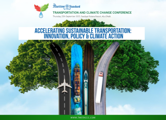Transportation & Climate Change Conference 2025 launch session in Abu Dhabi focusing on maritime net-zero strategies, policy, finance, and AI-driven innovation