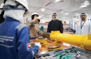 His Highness Sheikh Khaled bin Mohamed bin Zayed Al Nahyan, the Crown Prince of Abu Dhabi and Chairman of the Abu Dhabi Executive Council, visiting the Abu Dhabi Maritime Academy
