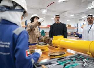 His Highness Sheikh Khaled bin Mohamed bin Zayed Al Nahyan, the Crown Prince of Abu Dhabi and Chairman of the Abu Dhabi Executive Council, visiting the Abu Dhabi Maritime Academy