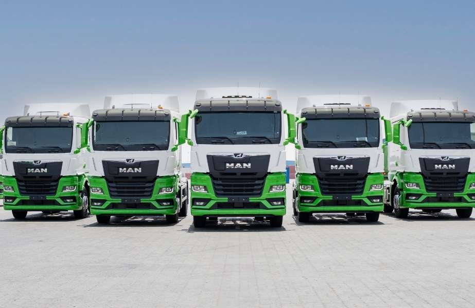 Some of the 17 new MAN trucks recently added to the Momentum Logistics fleet