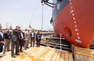 The official launching of one of the new bunker vessels at ASRY in Bahrain
