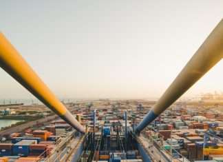A view from one of the container cranes at DP Mundra