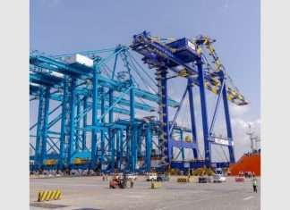 The new quay crane at Mundra International Container Terminal Central Asian shipping
