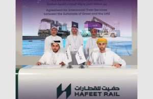 Asyad Logistics and Hafeet Rail signing an agreement to provide for intermodal connectivity between Oman and the UAE