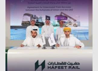 Asyad Logistics and Hafeet Rail signing an agreement to provide for intermodal connectivity between Oman and the UAE