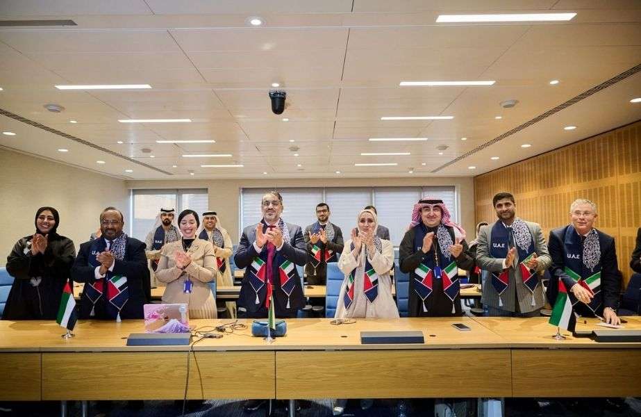 Story-1 The UAE team celebrating its success in winning IMO Council membership under category B once again