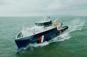 One of the new high speed crewboats delivered to NMDC LTS for operations in the Middle East