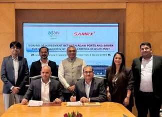 The signing of the agreement between APSEZ and SAMRX for the development of an automotive port facility at Dighi Port