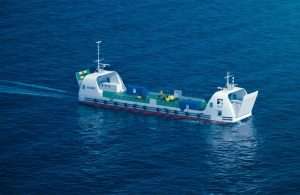 A computer generated image of the new AI-driven autonomous vessel