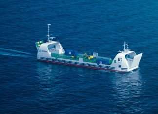 A computer generated image of the new AI-driven autonomous vessel
