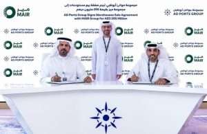 The signing ceremony for AD Ports’ agreement to sell warehousing assets to Mair Group