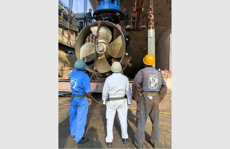 Story-11 A key component of the cable layer project was the modification of the bow thruster tunnel.