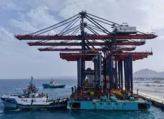 Noatum Ports Safaga Terminal receives new cranes The new STS cranes arriving alongside at the new Safaga multipurpose terminal