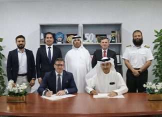 APM Terminals Bahrain and Port and Maritime Affairs signing the MOU to support Bahrain talent development in Vessel Traffic Management Systems