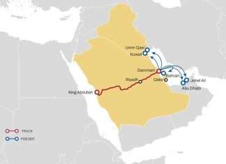 MSC’s land bridge service involving trucking from King Abdullah port to Dammam and onward feeders by short sea shipping