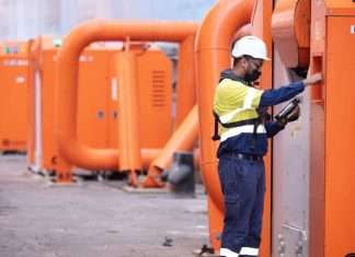 A Cavotec engineer working on one of the Port of Salalah’s MoorMaster units