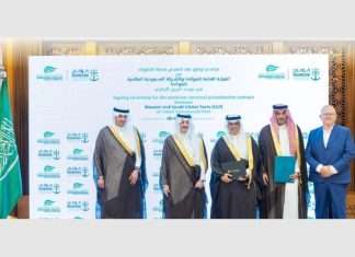 The Jubail Container Terminal agreement was signed in the presence of Eastern Province Governor Prince Saud bin Nayef bin Abdulaziz and Transport and Logistics Minister Saleh Al-Jasser, who also serves as Mawani's chairman, by Eng. Suliman bin Khalid Al-Mazroua, President of Mawani, and Rob Harrison, Group CEO of SGP