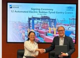 The signing ceremony for the new automated electric RTG cranes
