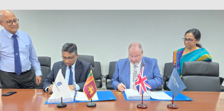 Thimira Godakumbura, Managing Director and CEO of CDPLC, and Simon Hibberd, CEO of Global Marine Systems Limited, signing the shipbuilding contract in Colombo