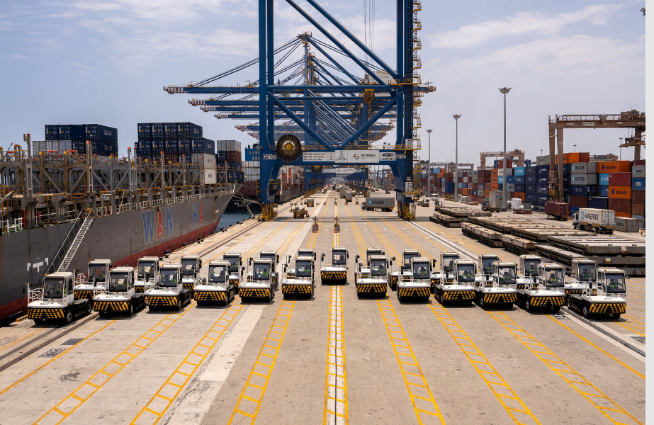 The new electric terminal tractors at Jeddah Islamic Port’s South Container Terminal