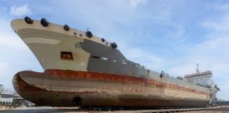 The tanker Cabri is the largest vessel yet to dock at DMC