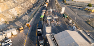 Commercial traffic moving overland through Dubai’s Hatta border crossing has surged over the first half of this year